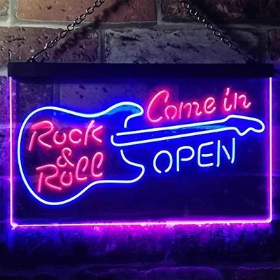 Come in Open Guitar Dual LED Neon Light Sign